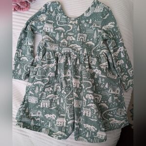 Hanna Andersson Green Winter Toile Dress 80-85 CM